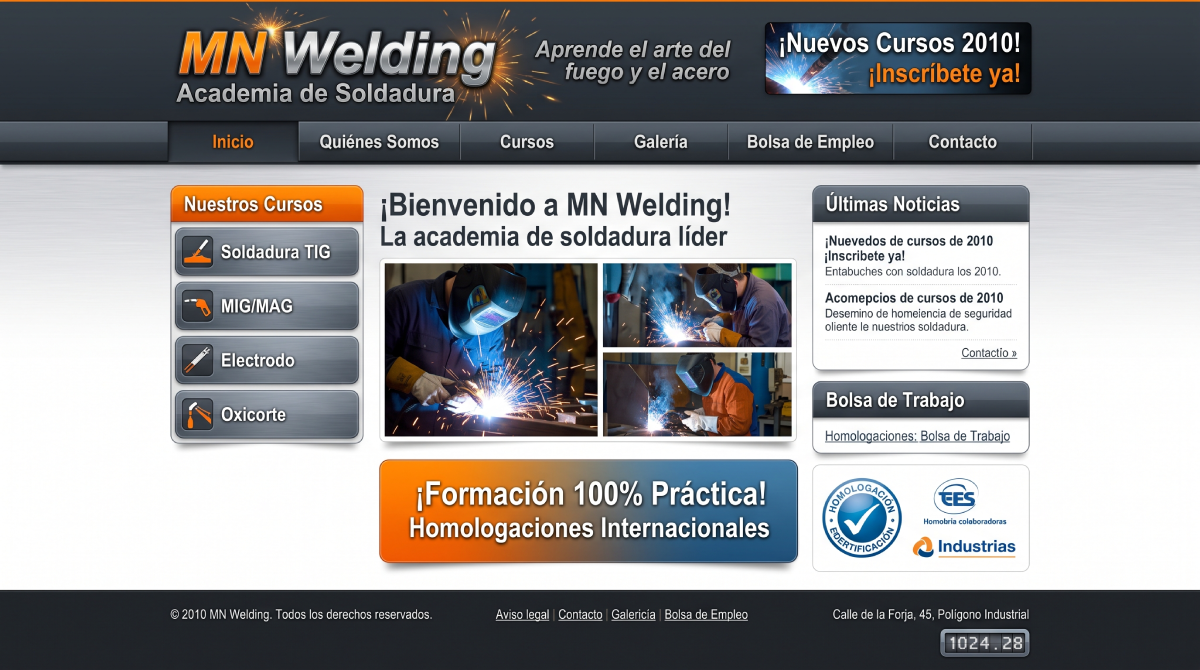 Web antigua de MN Welding, academia de soldadura